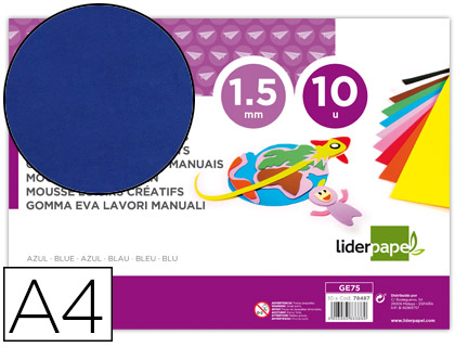 10h. goma EVA Liderpapel A4 60g/m² espesor 1,5mm. azul